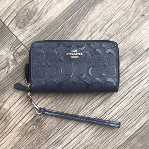 Coach Navy Blue Wristlet Wallet